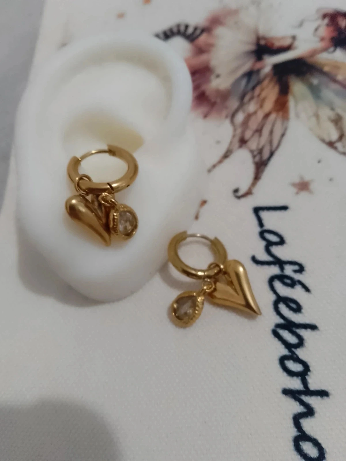 Stainless steel hoop earrings bohemian hearts – photo 2